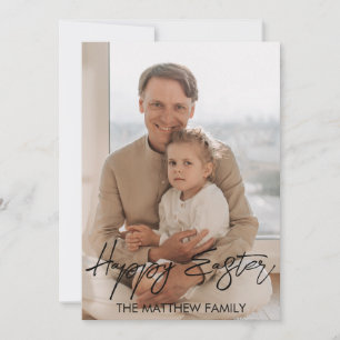 elegant Easter, father family Calligraphy photo Holiday Card