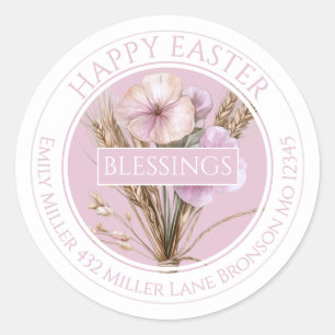 Elegant Easter Floral Design Classic Round Sticker