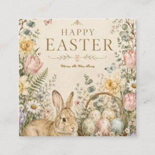 Elegant Easter Greeting,Blue White Porcelain style Enclosure Card