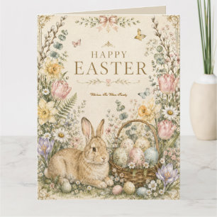 Elegant Easter Greeting,Blue White Porcelain style Thank You Card