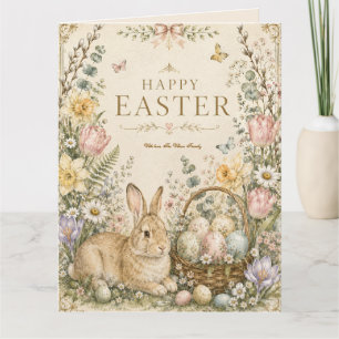 Elegant Easter Greeting,Blue White Porcelain style Thank You Card