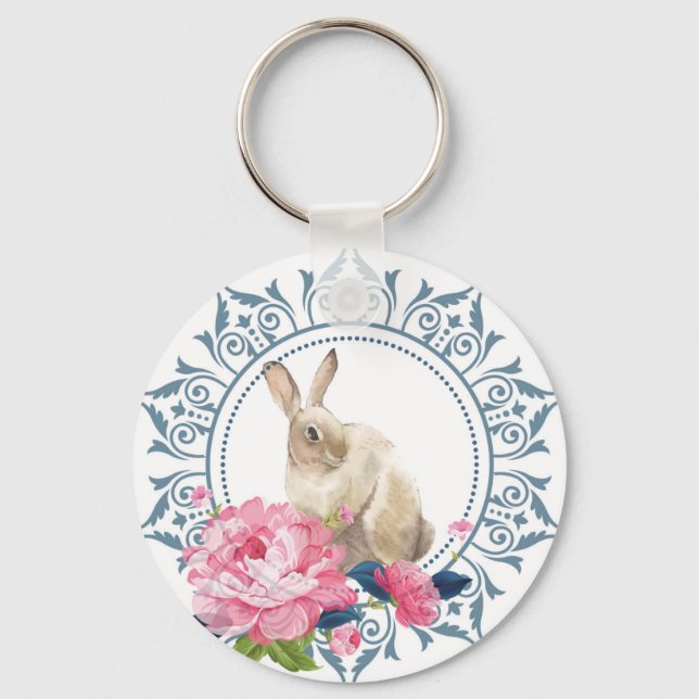Elegant Easter Rabbit Keychain (Front)