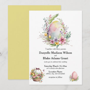 Elegant Easter Theme Spring Watercolor Wedding Invitation
