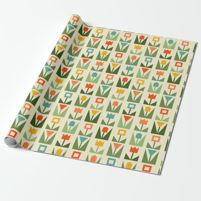 Elegant Easter Wrapping Paper with Abstract Spring (Unrolled)