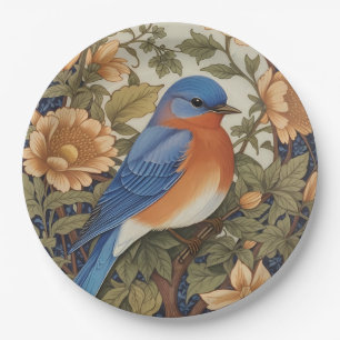 Elegant Eastern Bluebird William Morris Inspired Paper Plate