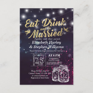 Elegant EAT Boire & Etre Marié Mariage Invitations