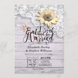 Elegant EAT Boire & Etre Marié Mariage Invitations