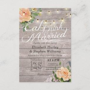 Elegant EAT Boire & Etre Marié Mariage Invitations