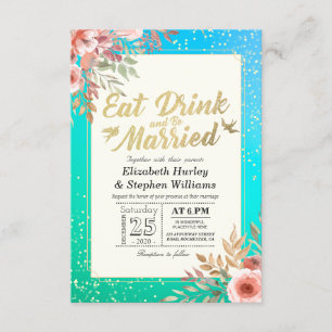 Elegant EAT Boire & Etre Marié Mariage Invitations