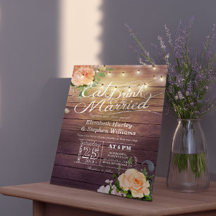 Elegant EAT Boire & Etre Marié Mariage Invitations