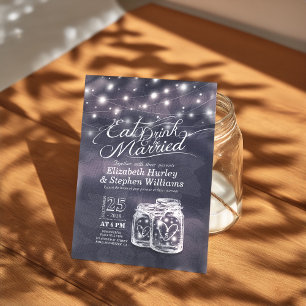 Elegant EAT Boire & Etre Marié Mariage Invitations