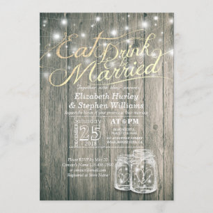 Elegant EAT Boire & Etre Marié Mariage Invitations