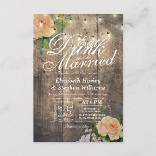 Elegant EAT Boire & Etre Marié Mariage Invitations