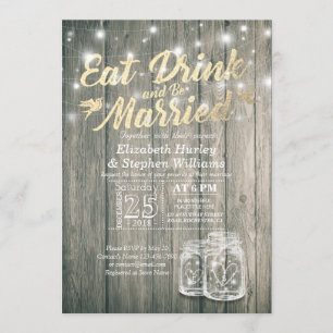 Elegant EAT Boire & Etre Marié Mariage Invitations