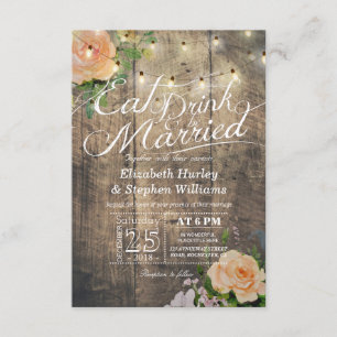 Elegant EAT Boire & Etre Marié Mariage Invitations