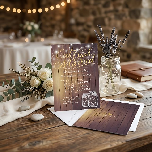 Elegant EAT Drink & Be Married Wedding Invitations (Creator Uploaded)