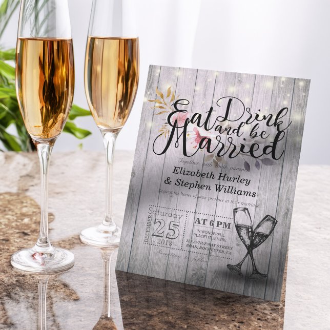 Elegant EAT Drink & Be Married Wedding Invitations (Creator Uploaded)