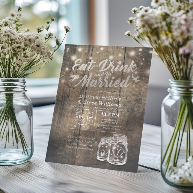 Elegant EAT Drink & Be Married Wedding Invitations (Creator Uploaded)