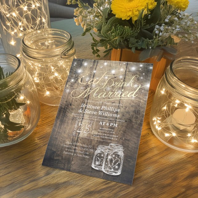 Elegant EAT Drink & Be Married Wedding Invitations (Creator Uploaded)