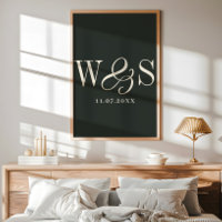Elegant ebony couple initials wedding