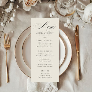Elegant Ecru Black Calligraphy Wedding Menu