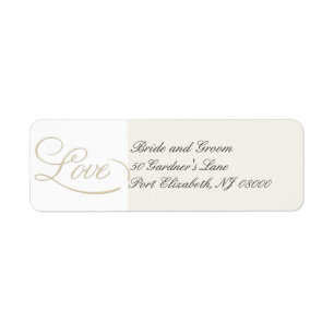 Elegant Ecru LOVE Return Address Labels