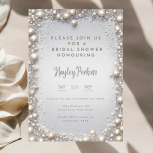 Elegant Editable Diamonds & Pearls Bridal Shower  Invitation