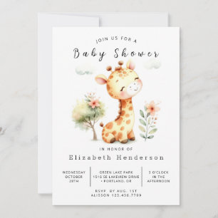  Elegant Editable Giraffe Baby Shower Invitation