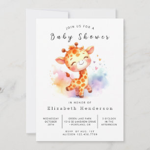  Elegant Editable Giraffe Baby Shower Invitation