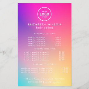 Elegant Editable Hair & Beauty Salon Menu Card