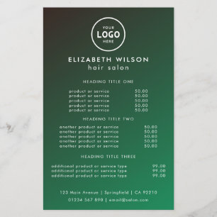 Elegant Editable Hair & Beauty Salon Menu Card