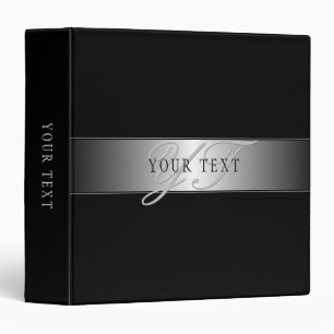 Elegant Editable Monogram Script Writing   Black Binder