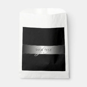 Elegant Editable Monogram Script Writing   Black Favour Bag
