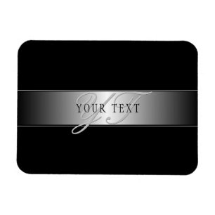 Elegant Editable Monogram Script Writing   Black Magnet