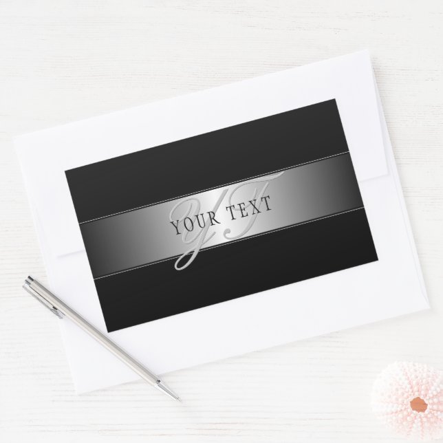 Elegant Editable Monogram Script Writing | Black Sticker (Envelope)