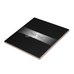 Elegant Editable Monogram Script Writing   Black Tile