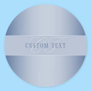 Elegant Editable Monogram Script Writing Blue Classic Round Sticker