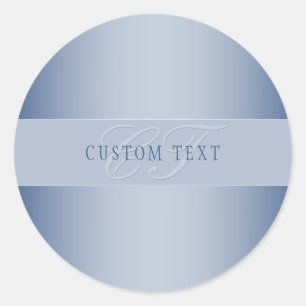 Elegant Editable Monogram Script Writing   Blue Classic Round Sticker