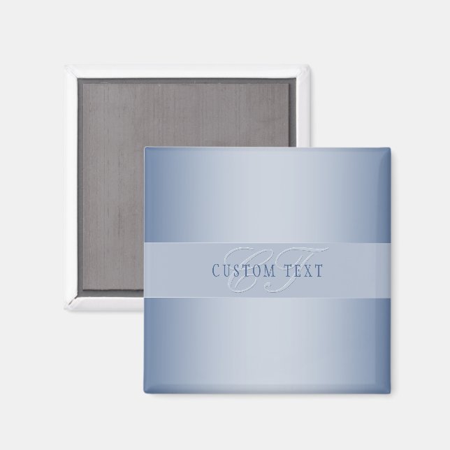 Elegant Editable Monogram Script Writing | Blue Magnet (Front/Back)