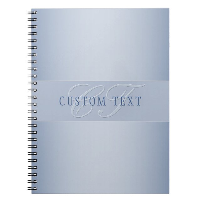 Elegant Editable Monogram Script Writing | Blue Notebook (Front)