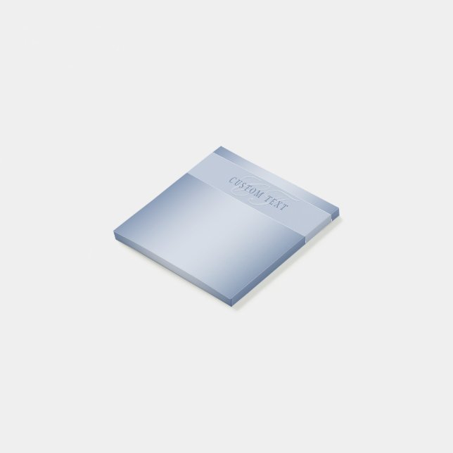 Elegant Editable Monogram Script Writing | Blue Post-it Notes (Angled)