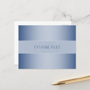 Elegant Editable Monogram Script Writing   Blue Postcard
