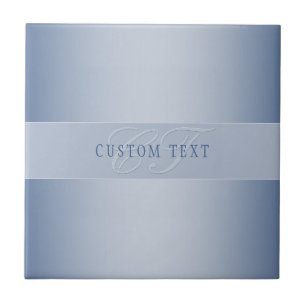 Elegant Editable Monogram Script Writing   Blue Tile