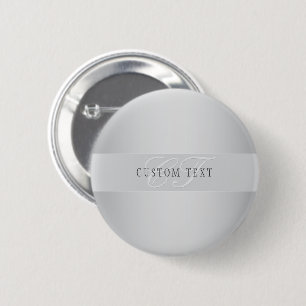Elegant Editable Monogram Script Writing Grey 2 Inch Round Button