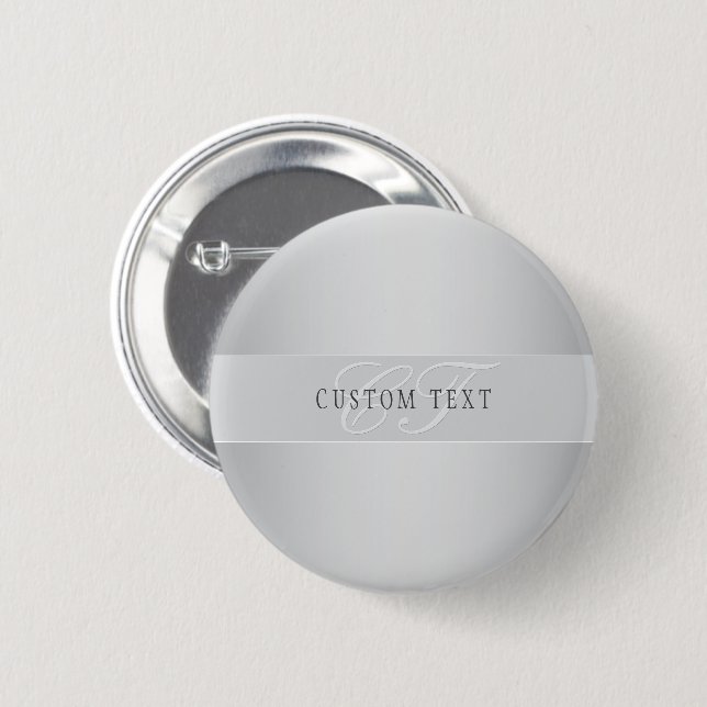 Elegant Editable Monogram Script Writing | Grey 2 Inch Round Button (Front & Back)