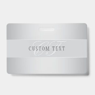Elegant Editable Monogram Script Writing Grey Badge