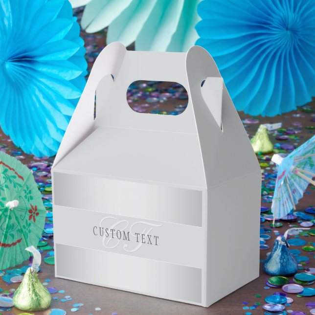 Elegant Editable Monogram Script Writing | Grey Favor Box (Party)