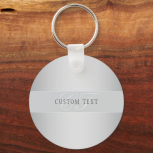 Elegant Editable Monogram Script Writing   Grey Keychain