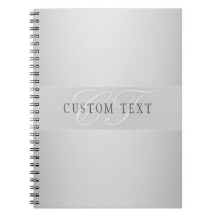 Elegant Editable Monogram Script Writing   Grey Notebook