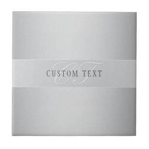 Elegant Editable Monogram Script Writing Grey Tile